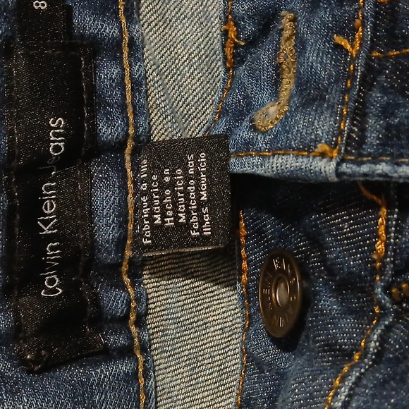 Calvin Klein Blue Denim Jeans Sz 8 Wm with Buttoned Pockets - Picture 4 of 5